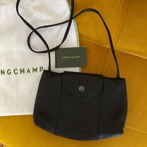 Longchamp Black Mini Leather Crossbody Purse